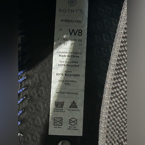 Rothy's  Sneaker Slip On Navy Shoe Womens Size W8 - Picture 2 of 5